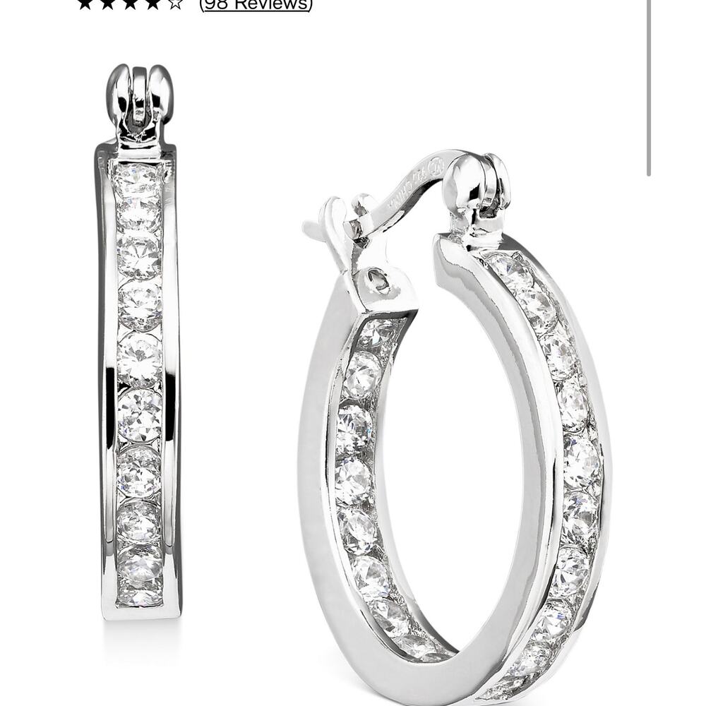 NEW GIANI BERNINI Cubic Zirconia Earrings in Sterling Silver, 0.75"